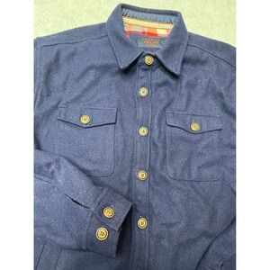 The Normal Brand Mens Navy Wool Blend Plaid Lined Shirt Jacket Shacket Size M